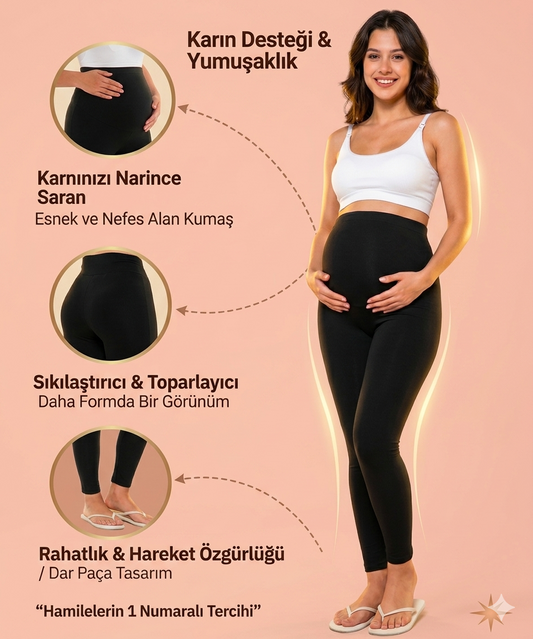 Ayarlanabilir Yüksek Bel Esnek Toparlayıcı  Hamile tayt
